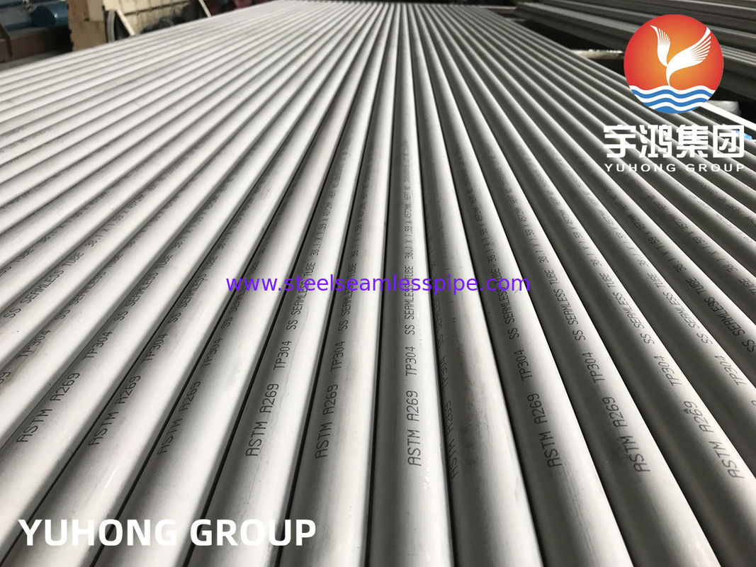 ท่อไร้ตะเข็บสแตนเลส ASTM A269 TP304 ดองและอบอ่อนสำหรับเครื่องแลกเปลี่ยนความร้อนพร้อมการทดสอบ PMI