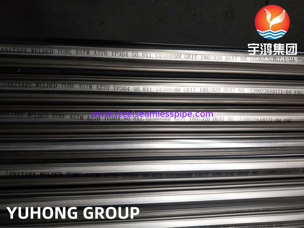 ASTM A270 TP304 ท่อสแตนเลสสแตนเลสอนามัย แบบไร้รอย ที่มีพื้นผิวเคลือบ และทนทานต่อการกัดกร่อน