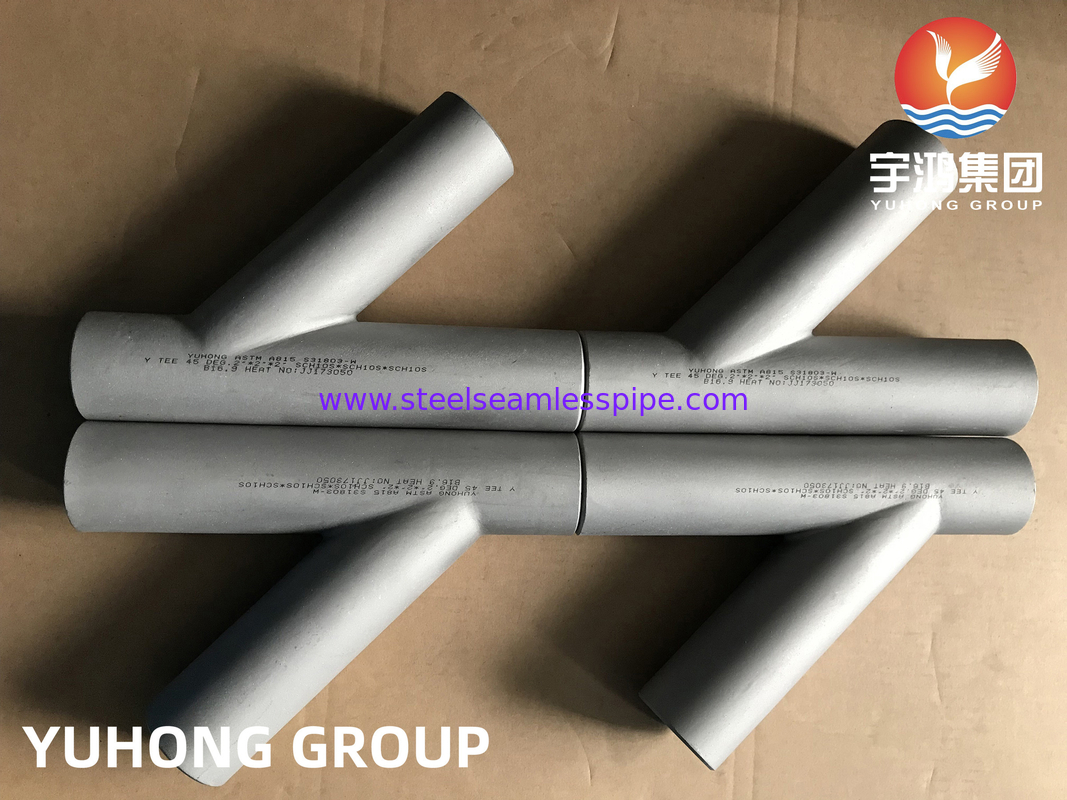 ASTM A815 S31803-W Y TEE Butt Welded Fitting B16.9 น้ำมันกลั่นปุ๋ยแก๊ส