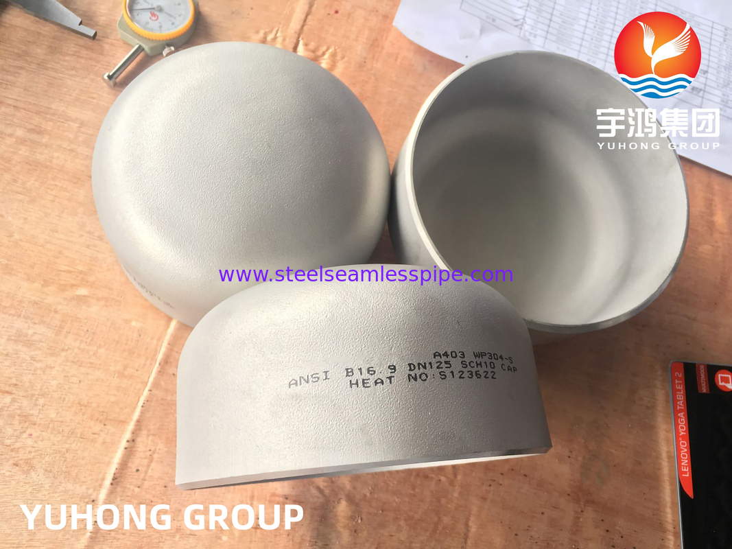 อุปกรณ์ประกอบการบดท้าย, ASTM A403 WP304-S หมวกปลายปลายไร้สายเหล็กไร้ขัด, ASME B169