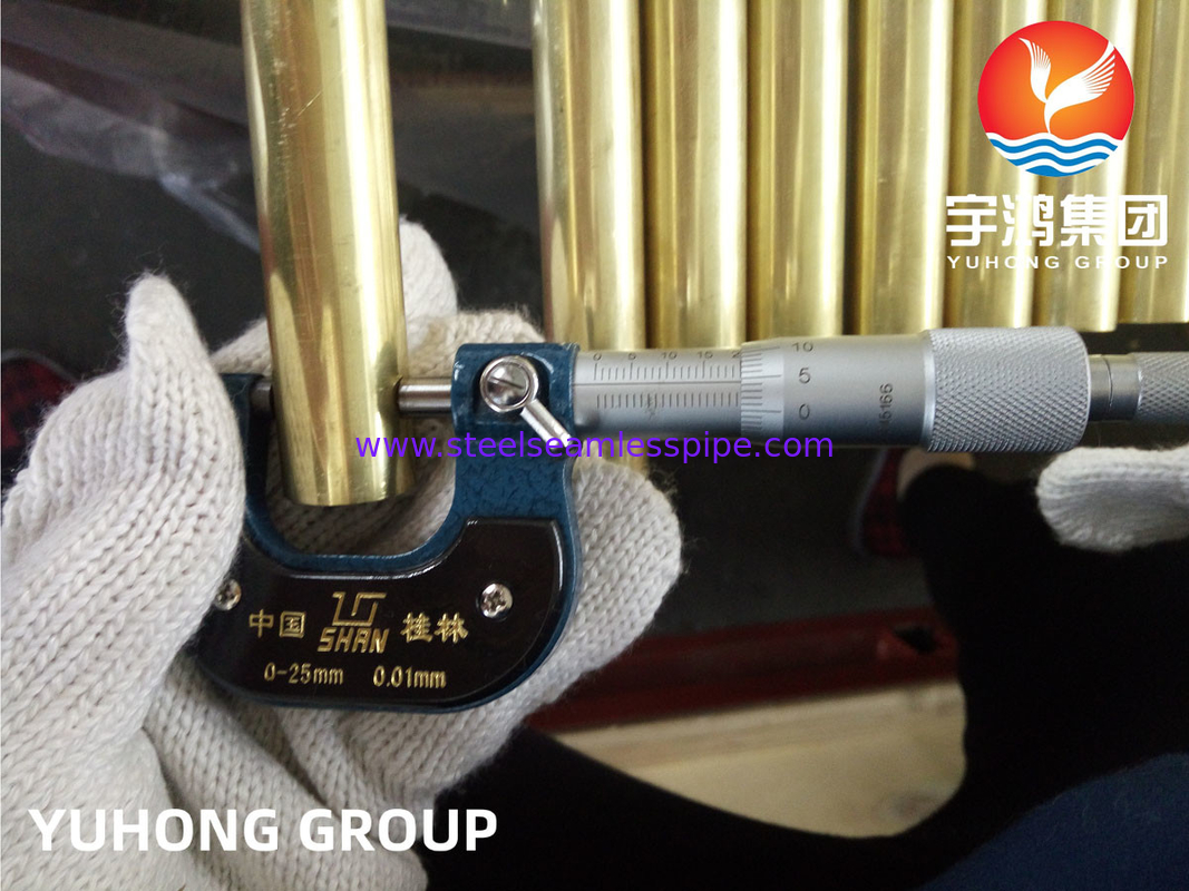 ท่อไร้รอยต่อโลหะผสมทองแดงนิกเกิล ASTM B111 C44300 Admiralty ท่อทองเหลืองเครื่องกำเนิดหม้อน้ำระบายความร้อน
