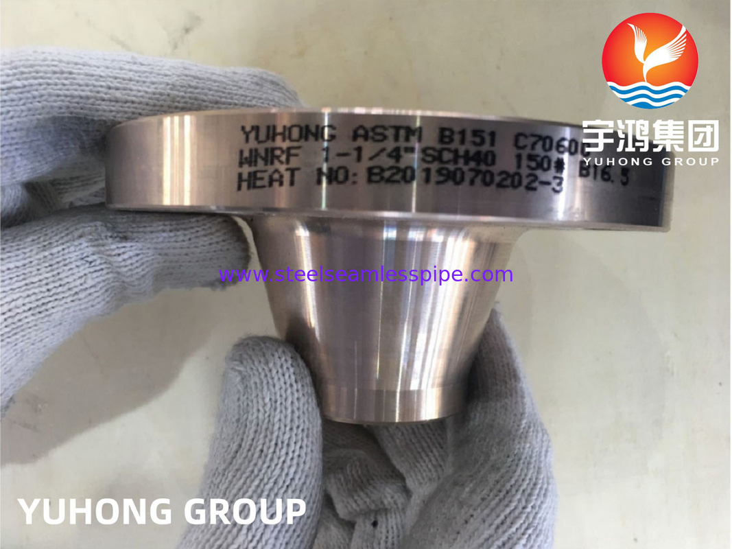 ASTM B151 C70600 1-1/4&quot; SCH40 #150 WN แฟลนส์ปูนไนเคิล ASME B165
