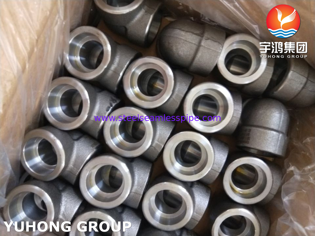 ASTM A105 เครื่องติดตั้งเหล็กคาร์บอน โซค็อตเวลด์ 90Deg LR เอลโบ 3000LBS ASME B1611