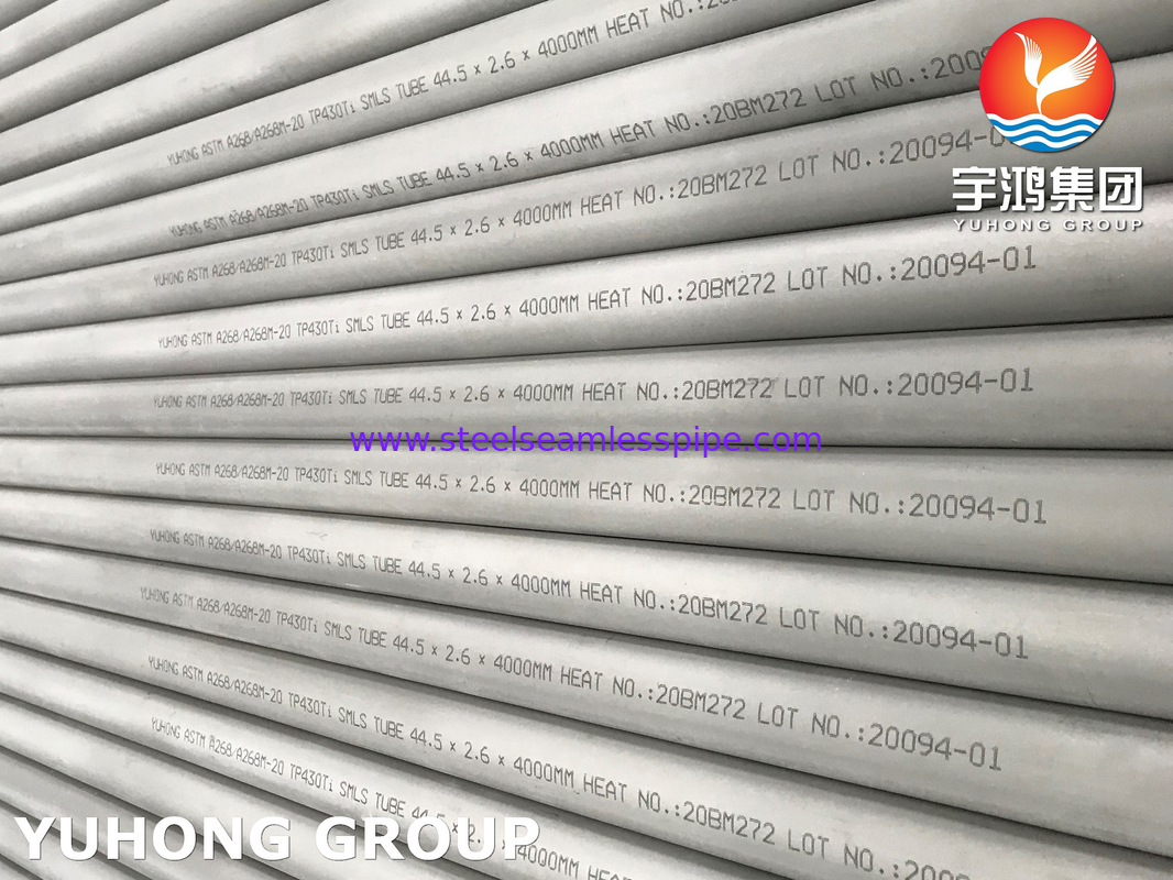 ASTM A268 TP430Ti หลอดไร้รอยเหล็กไร้สแตนเลสแบบเฟอริตและมาร์เทนซิท สําหรับสภาพแวดล้อมทางเคมีที่รุนแรง