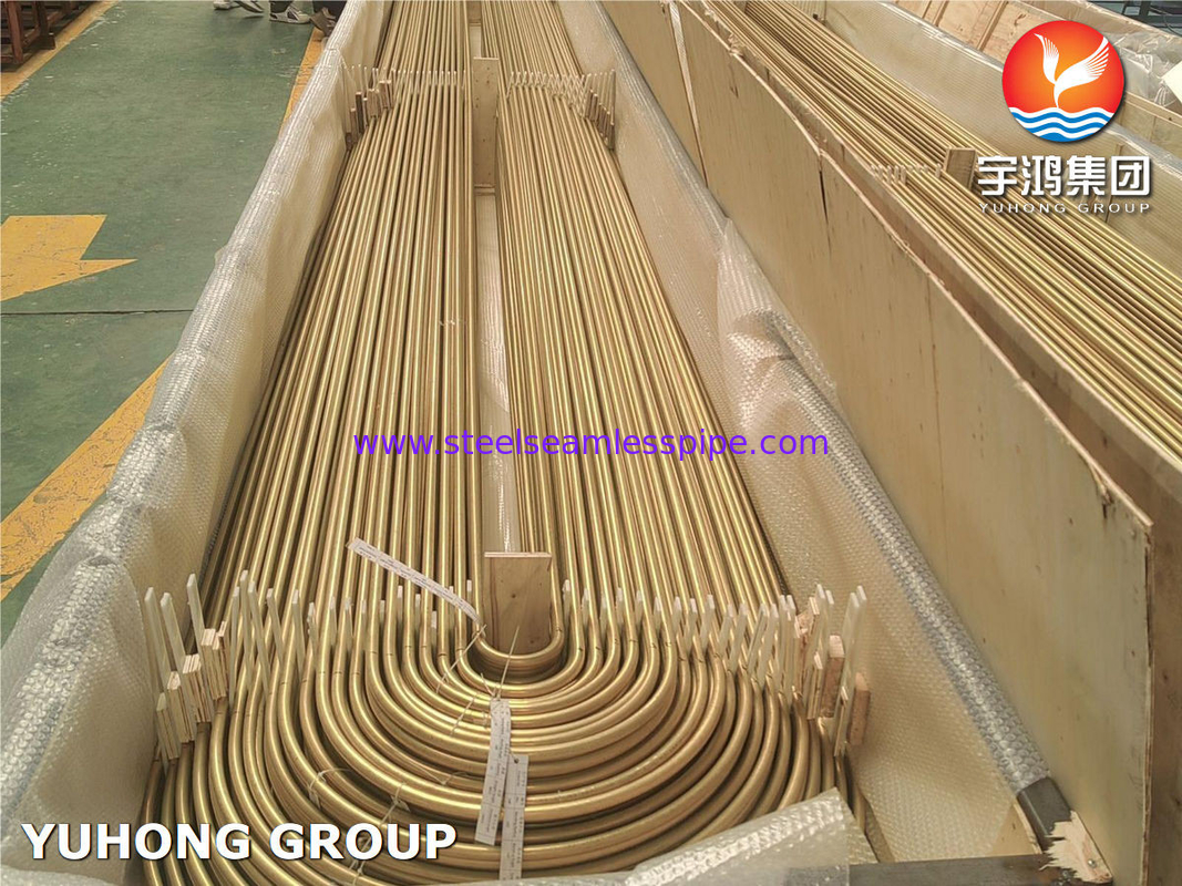 อลูมิเนียมทองแดง ASME SB111 C68700 U Bend Heat Exchanger Tube สําหรับเครื่องเย็นโรงแปรรูป