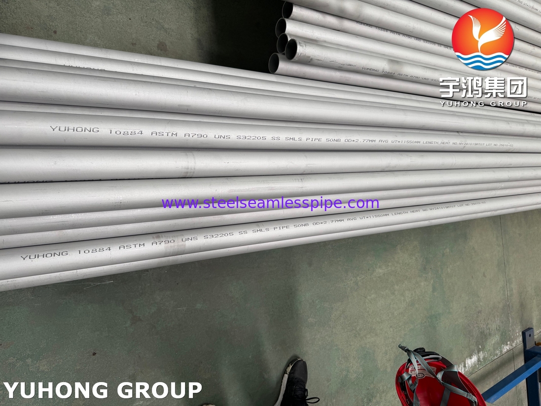 ASTM A790 / ASME SA790 S32205 ท่อเหล็กแบบย้อนหลังไร้รอยสําหรับอุตสาหกรรมน้ํามันและก๊าซ