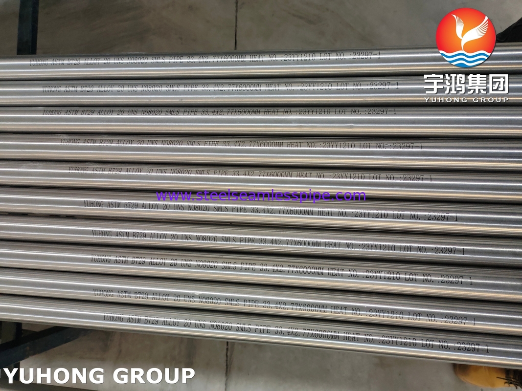 ASME SB729 UNS N08020 ท่อไร้รอยเหล็กไนเคิลสําหรับเครื่องระเหยกรดฟอสฟอริก