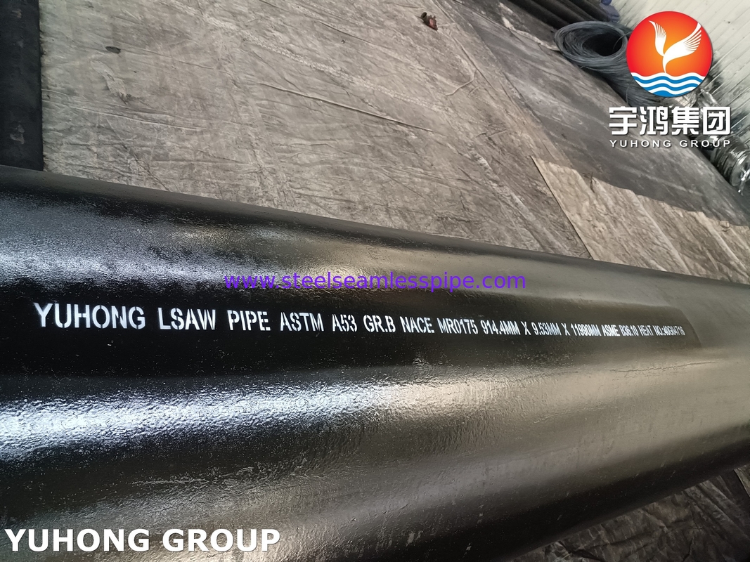 ASTM A53 / ASME SA53 เกรด B LSAW ท่อปั่นจากสแตนเลสคาร์บอน NACE สําหรับท่ออุตสาหกรรม