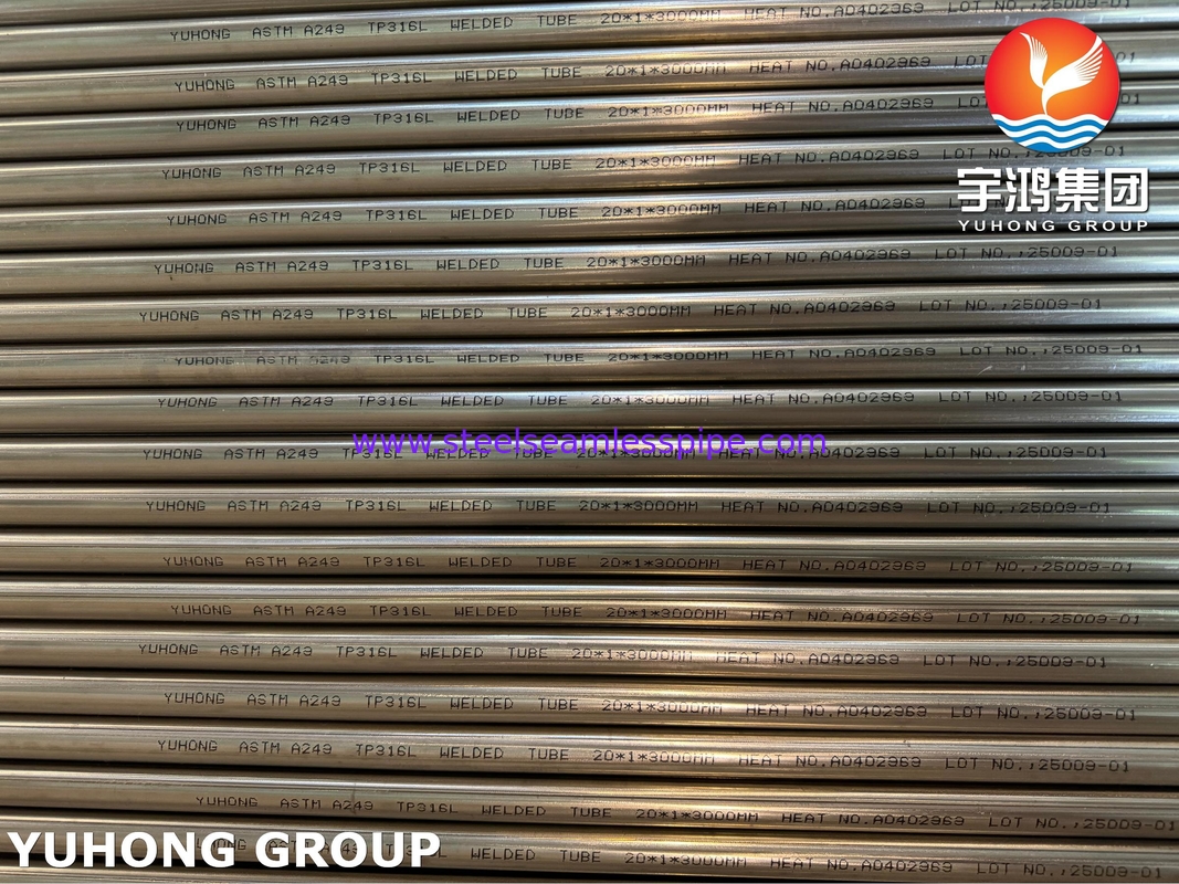 ท่อเชื่อมสแตนเลสสตีล ASTM A249 TP316L อบอ่อนสว่าง ท่อหม้อไอน้ำ เครื่องทำความร้อนยิ่งยวด ท่อแลกเปลี่ยนความร้อน