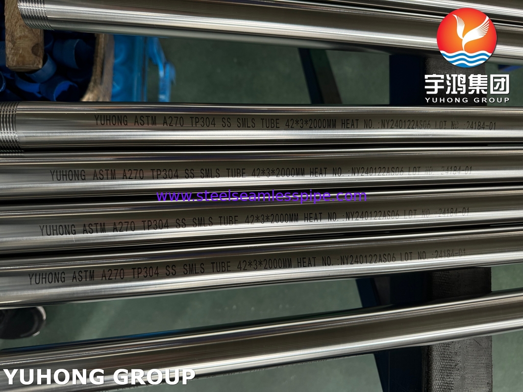 ASTM A270 TP304 (S30400) ท่อสแตนเลสไร้รอยต่อเกรดออสเทนนิติกสำหรับสุขอนามัยสำหรับอุตสาหกรรมอาหาร