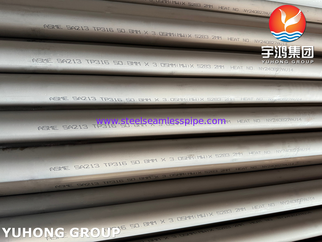 ASME SA213 TP316 (UNS S31600) ท่อไร้รอยเหล็กสําหรับเครื่องแลกเปลี่ยนความร้อนและเครื่องปั่น