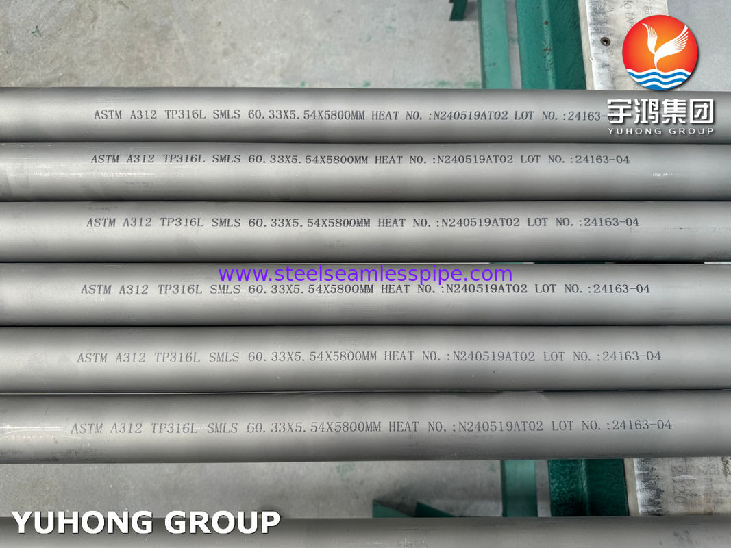 ท่อสแตนเลสไร้รอยต่อ ASTM A312 TP316L พร้อมการทดสอบกระแสวน การทดสอบไฮโดรสแตติก และการทดสอบอัลตราโซนิก สำหรับงานปิโตรเคมี