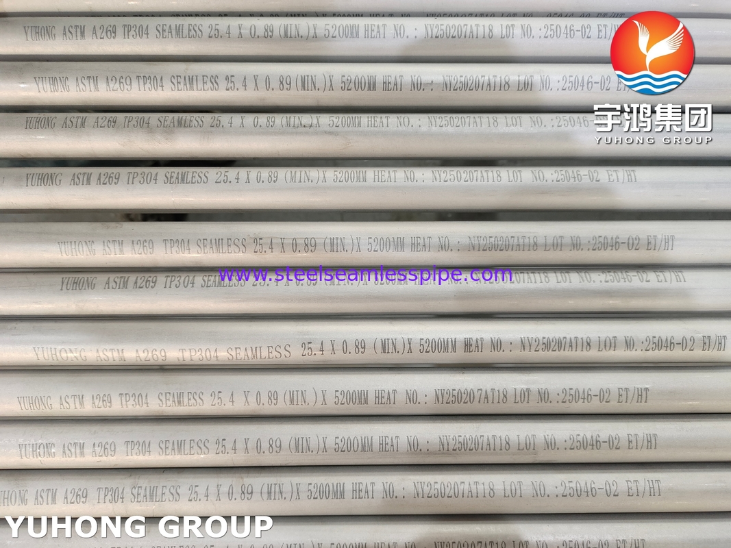 ท่อสแตนเลสไร้รอยต่อ ASTM A269 TP304 ดองอบอ่อน สำหรับเครื่องแลกเปลี่ยนความร้อนและงานทั่วไป
