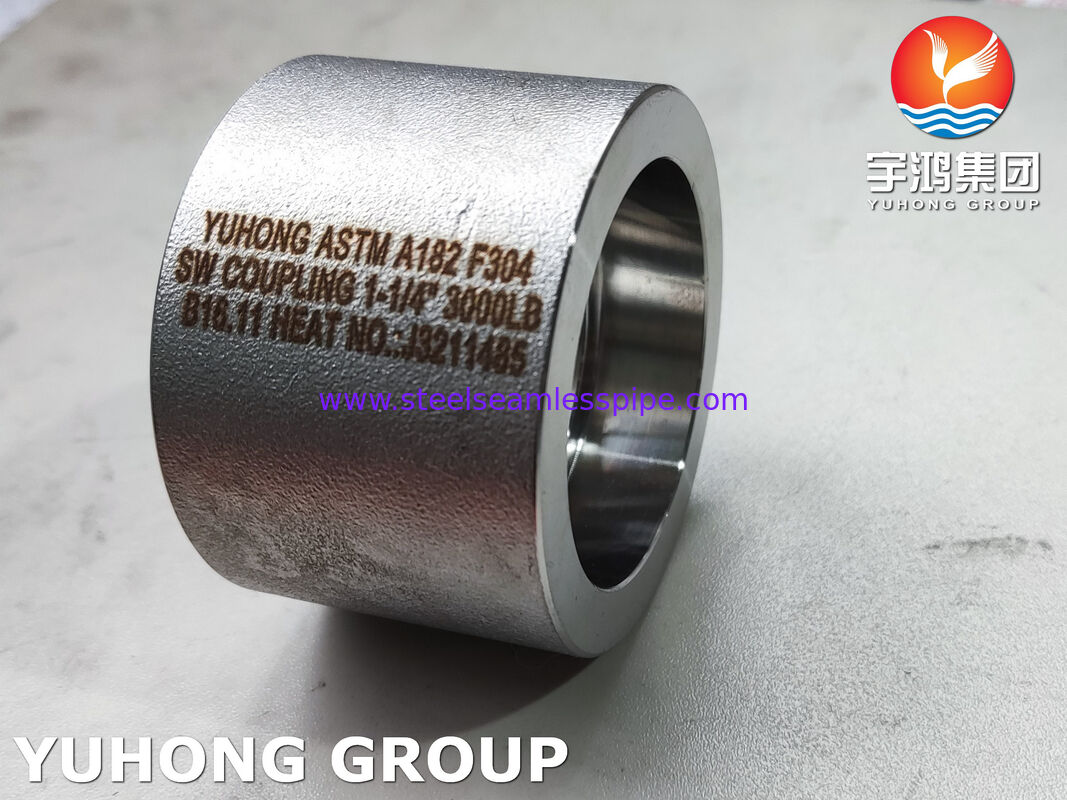 ASTM A182 F304 3000# SW & NPT Coupling, High Corrosion Resistance Stainless Steel Socket Weld & NPT Thread Coupling สําหรับท่ออุตสาหกรรม