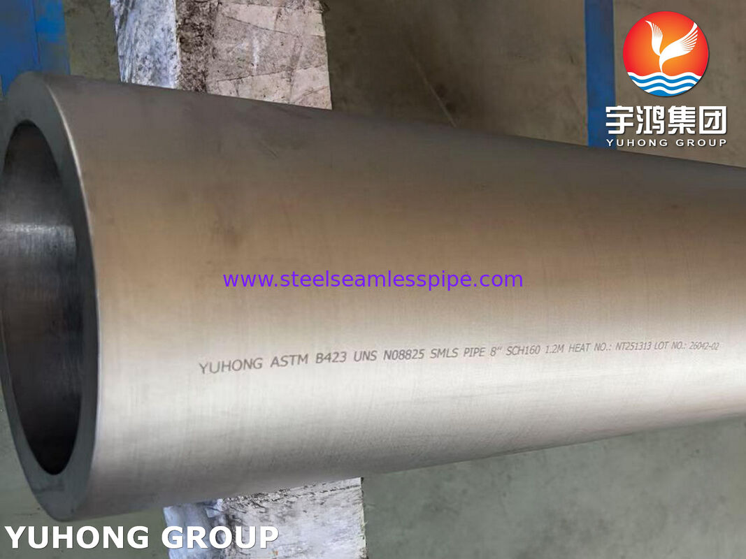 ASTM B423 UNS N08825 Incoloy 825 สแตนเลสสแตนเลสสแตนเลส ท่อขนาดใหญ่ที่ไม่มีรอยต่อ ทนต่ออุณหภูมิสูง, ไส้กรดปริมาณสูง