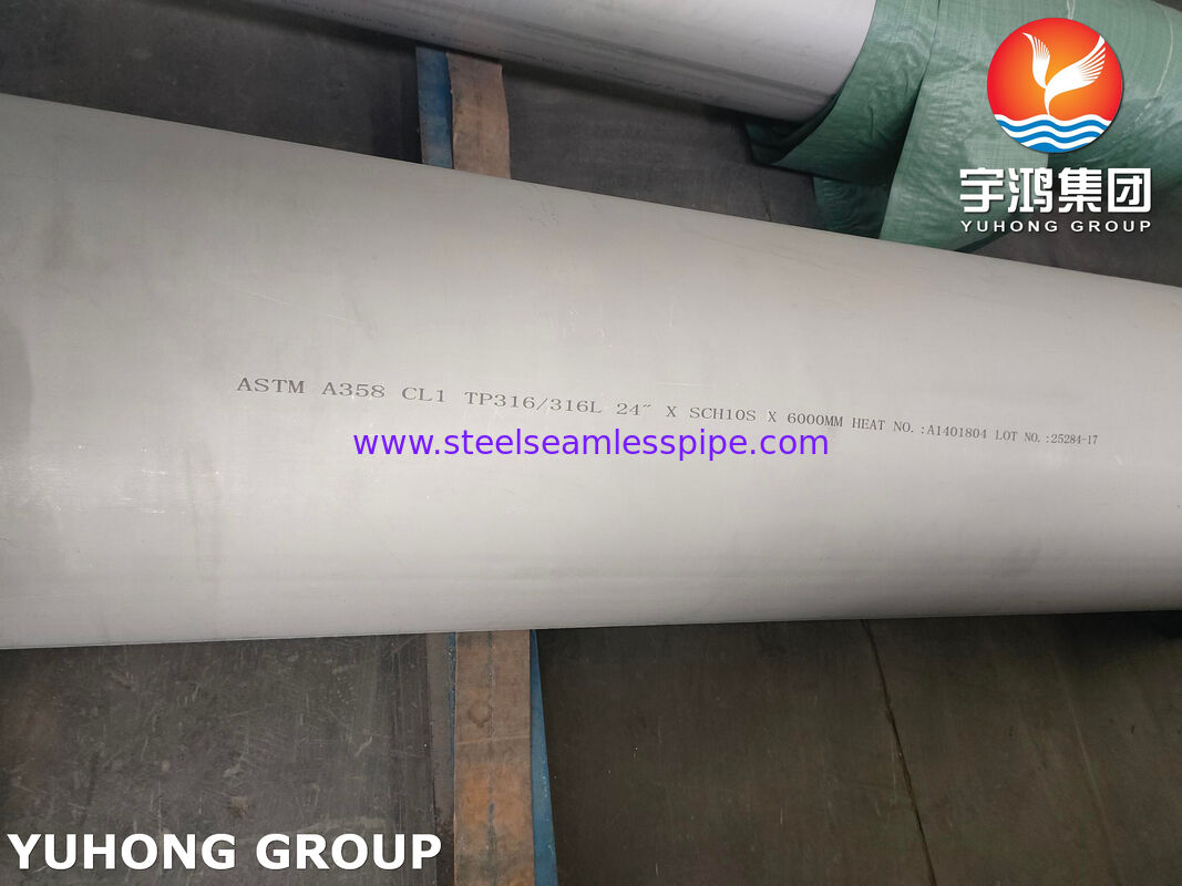 ASTM A358 CL1 TP316 / TP316L ท่อผสมเหล็กไร้ขัดสําหรับอุตสาหกรรมปิโตรเคมี 100% RT