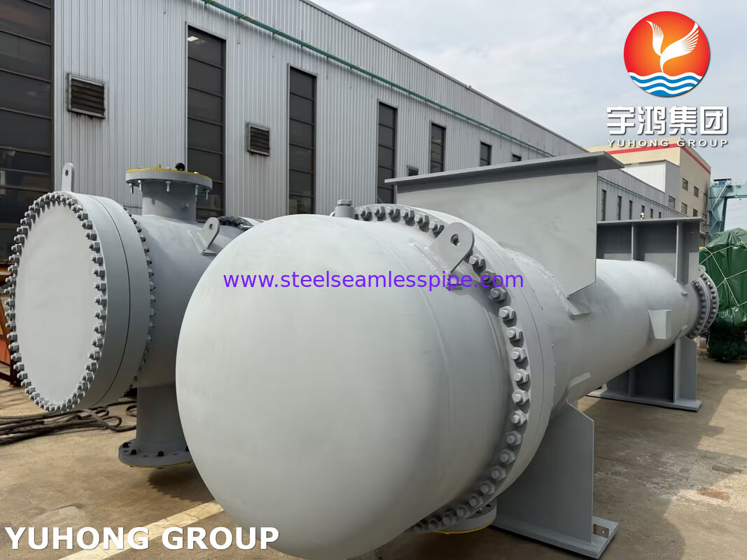 เครื่องแลกเปลี่ยนความร้อนแบบเปลือกและท่อเหล็กคาร์บอน พร้อมท่อ ASME SA179 และแผ่นท่อ SA266 Gr.2 สำหรับการทำความเย็นน้ำ น้ำมัน ไอน้ำ และก๊าซ