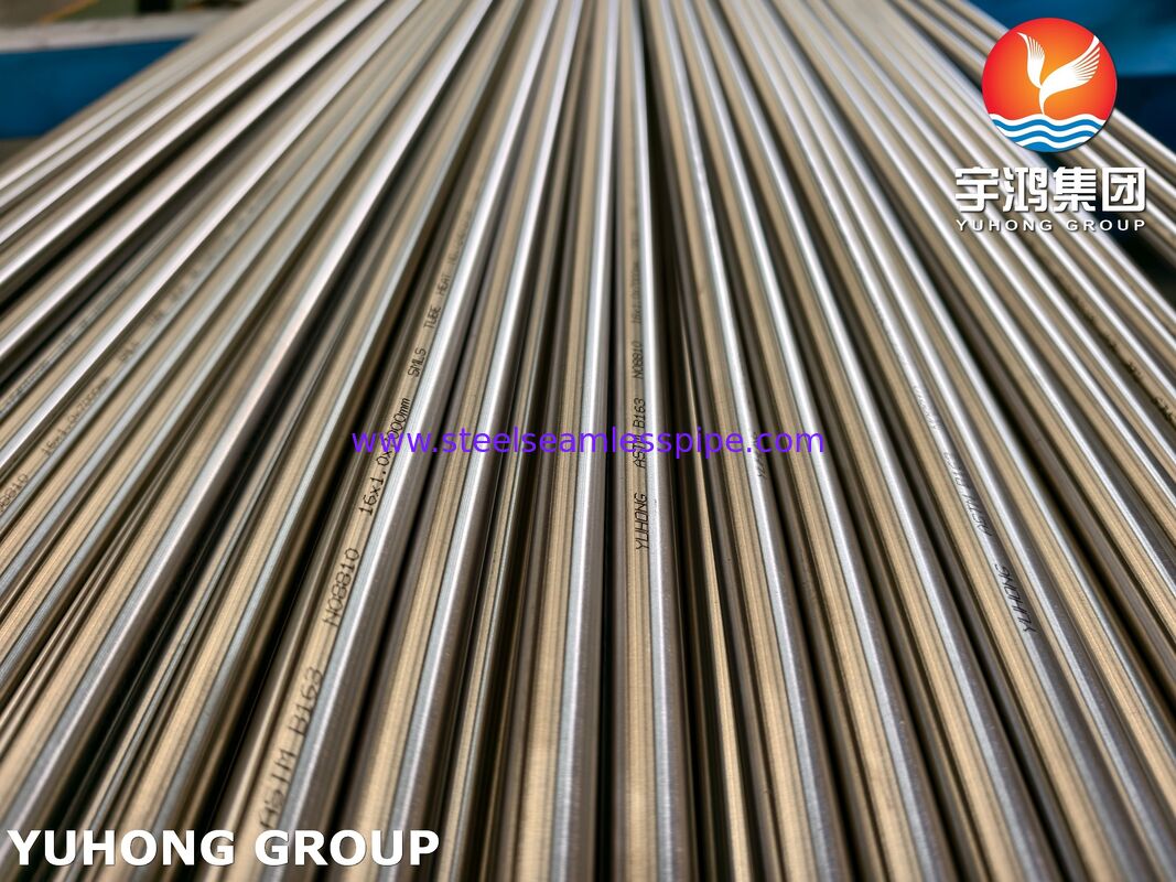 ท่อโลหะผสมนิกเกิล ASTM B163 UNS N08810 Incoloy 800H แบบไร้ตะเข็บอบอ่อนสว่างสำหรับคอนเดนเซอร์