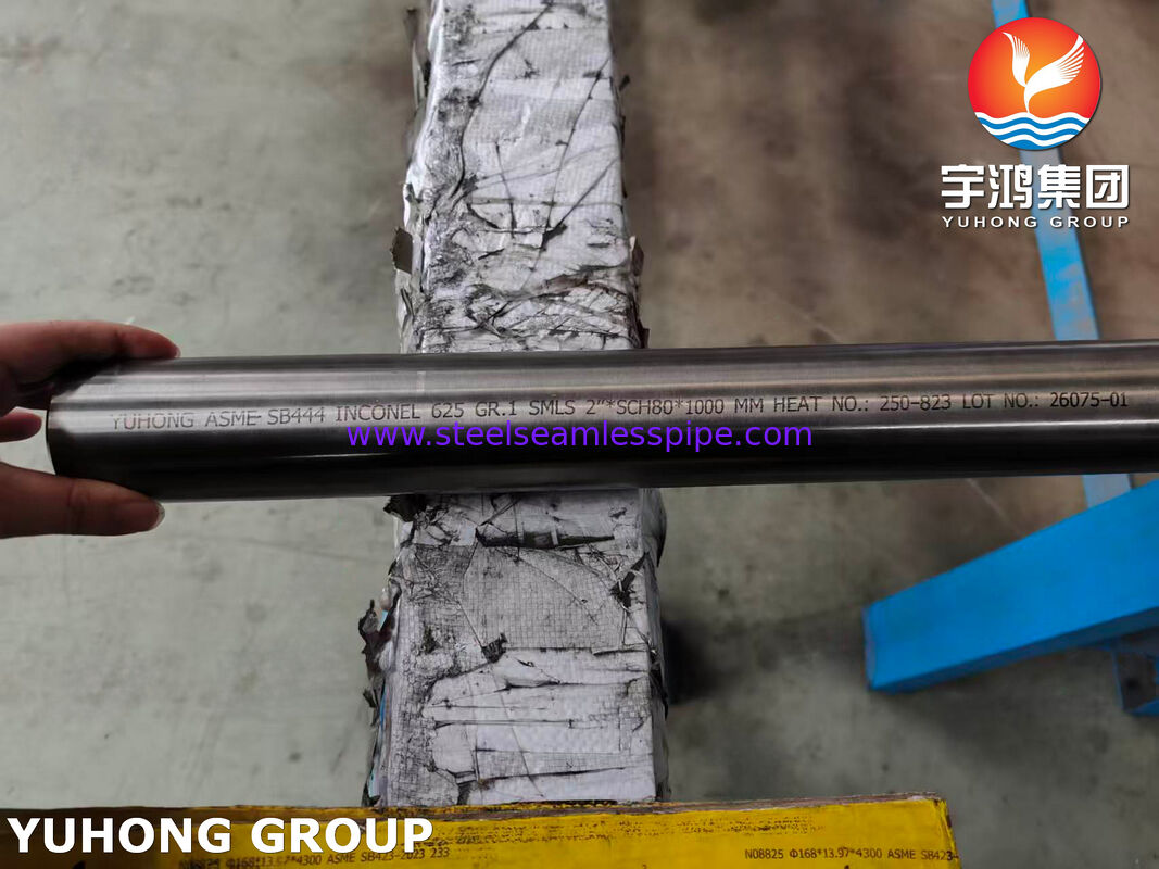 ท่อโลหะผสมนิกเกิล ASME SB444 Inconel 625 GR.1 ไม่มีรอยต่อ 2 ''* SCH80 * 1,000 มม. หม้อไอน้ำและภาชนะรับความดัน