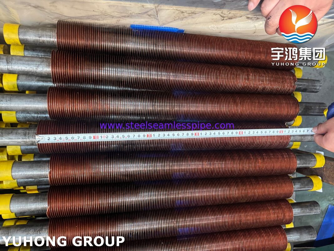 ASTM A106 Gr.B ท่อครีบแบบฝังพร้อมครีบทองแดง CU-T2 สำหรับเครื่องทำความเย็นแบบอากาศ