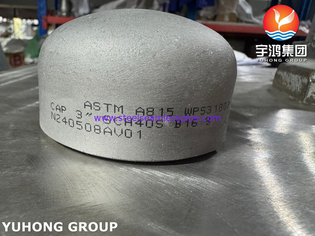 ASTM A815 WPS31803 หมวกท่อสแตนเลสแบบย้อนหลัง หมวกปลายท่อแบบย้อนหลัง 2205
