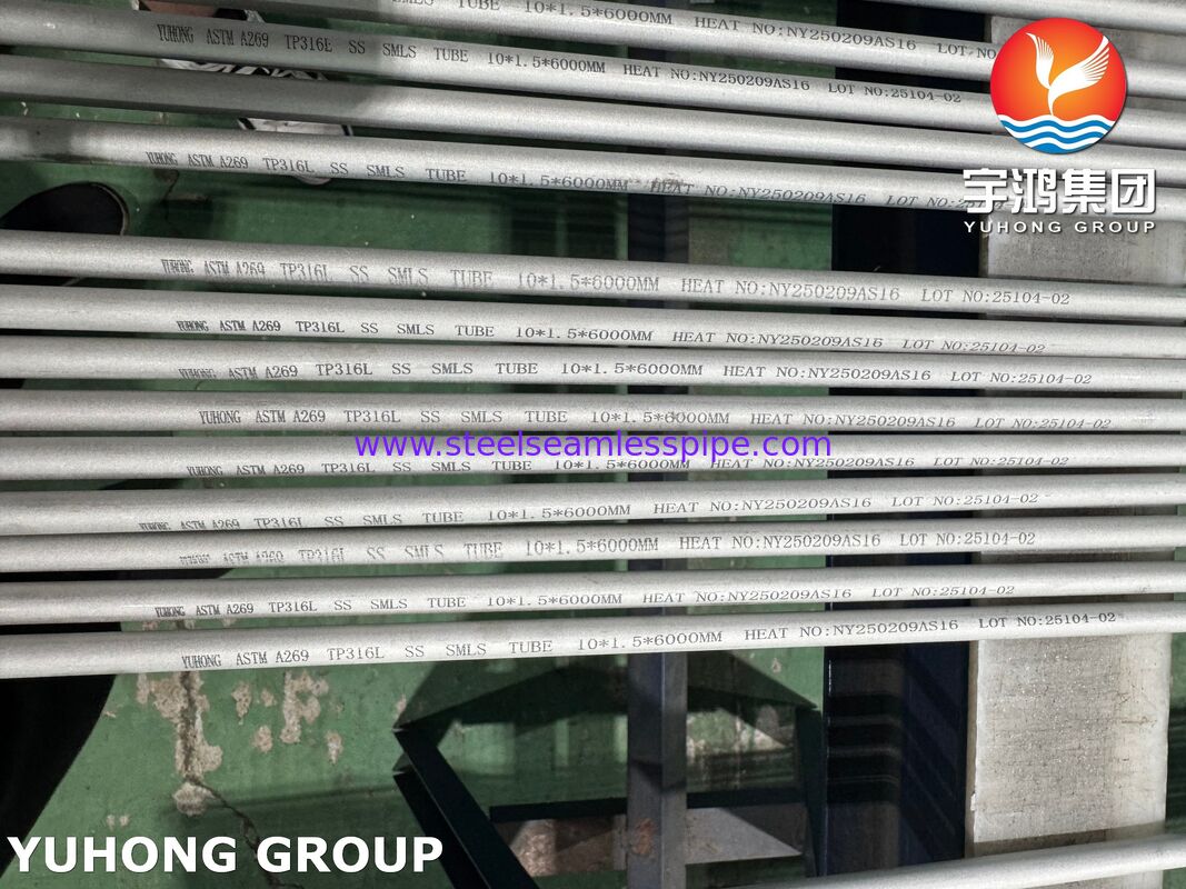 ASTM A269 TP316L ท่อสแตนเลสแบบไม่มีรอยต่อสำหรับเครื่องแลกเปลี่ยนความร้อนดองและอบอ่อน