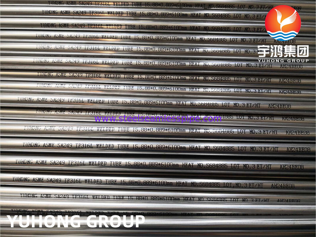 ท่อแลกเปลี่ยนความร้อนจากสแตนเลส ท่อสแตนเลสที่เชื่อม ASTM A249 TP304 TP304L ด้วยประสิทธิภาพสูง