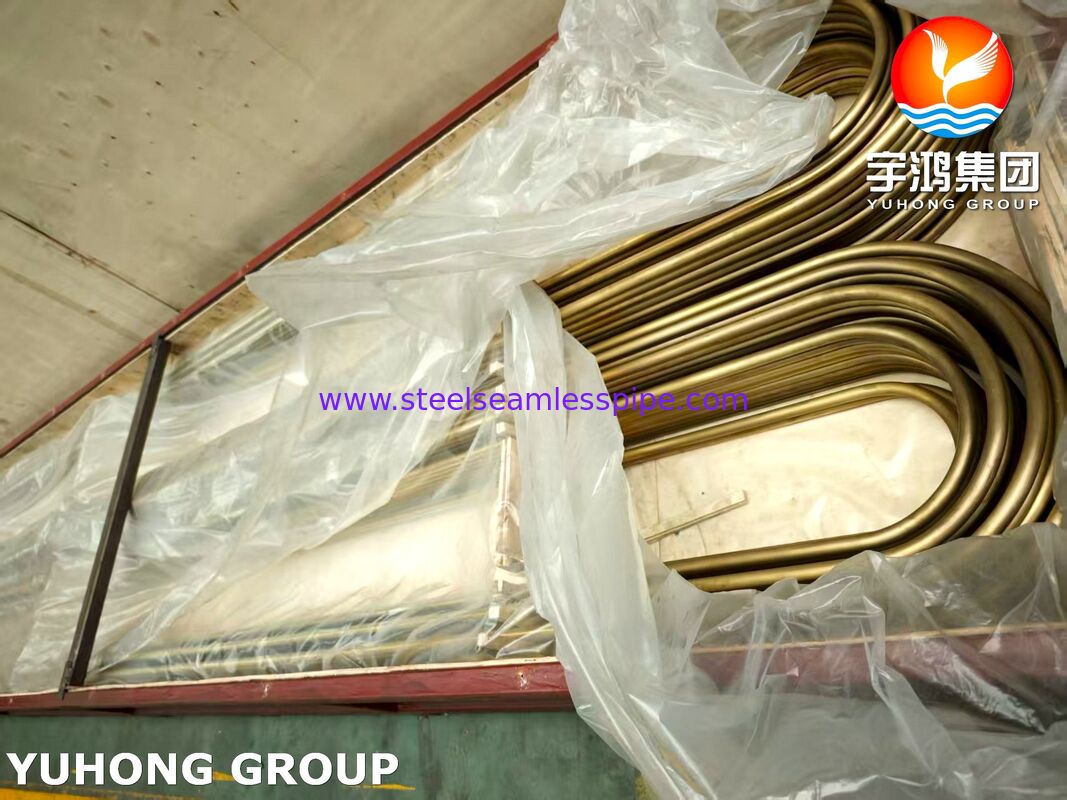 ท่อทองเหลืองแอดมิรัลตี ASTM B111 C44300 แบบ U-bend ความแม่นยำสำหรับคอนเดนเซอร์และเครื่องแลกเปลี่ยนความร้อน