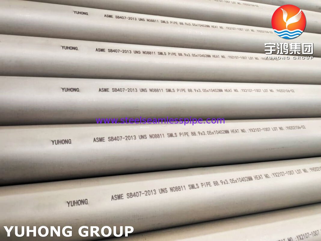 ท่อไร้รอยต่อเหล็กกล้าโลหะผสมนิกเกิล ASTM B407 UNS N08811 เครื่องแลกเปลี่ยนความร้อนน้ำมันแก๊ส
