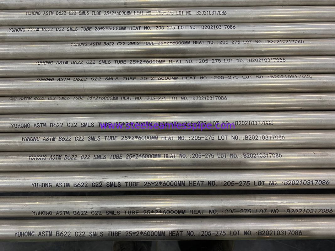 ASTM B622 C22 (UNS NO6022) ท่อไร้รอยจากเหล็ก HASTELLOY ET (ASTM E571), UT ((ASTM E213)