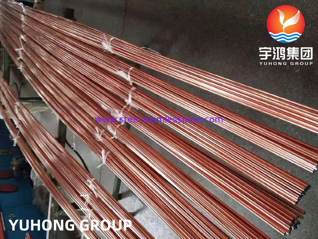 ASTM B111 / ASME SB111 TP2 UNS C12200 DHP ท่อทองแดง ท่อแลกเปลี่ยนความร้อนที่ไม่มีรอยต่อ