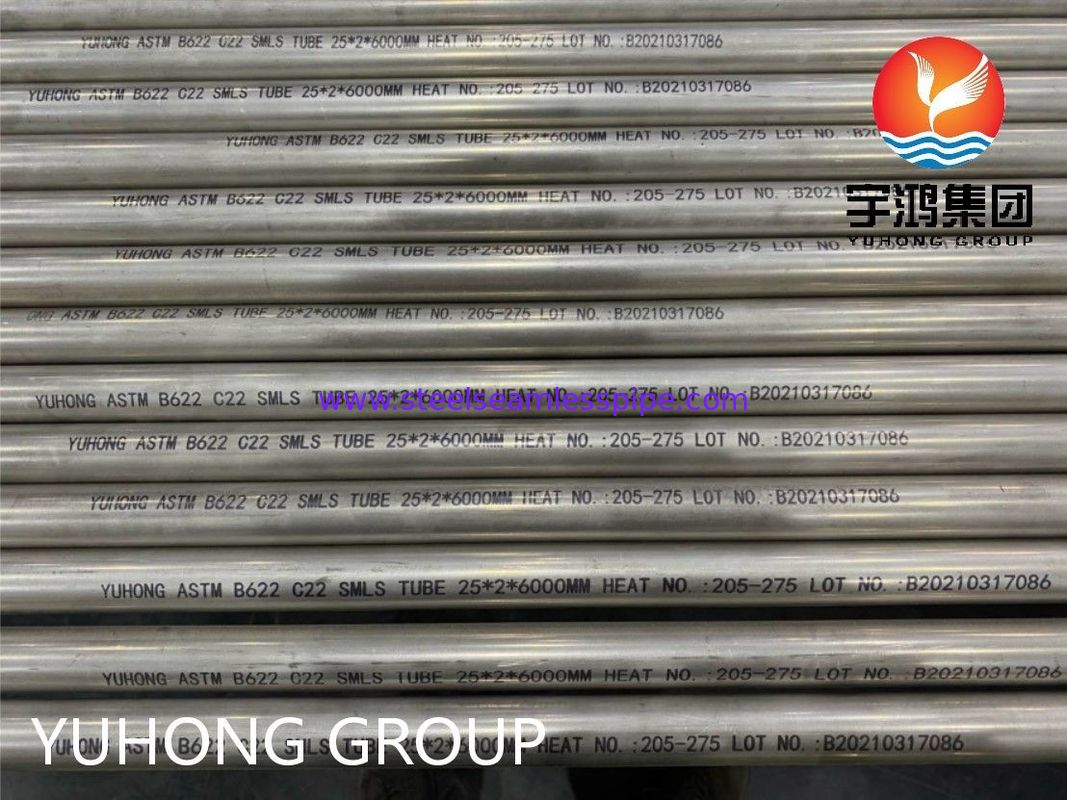 ASTM B622 Hastelloy C22 Tube UNS N06022 ท่อไร้รอยเหล็กสแตนเลสสูงของไนเคิลสําหรับการใช้งานในปิโตรเลียมและเคมี