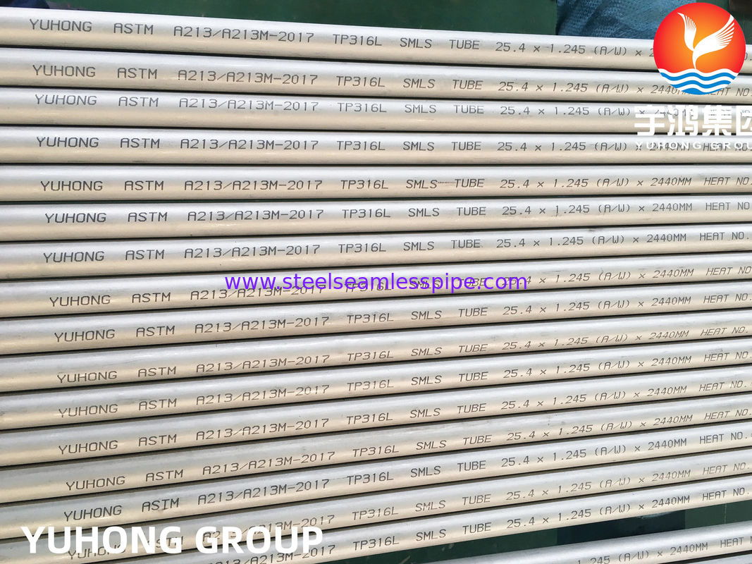 ASTM A213 TP316L S31603 SUS316L ท่อแลกเปลี่ยนความร้อนแบบไร้รอยเหล็กไร้ขัด