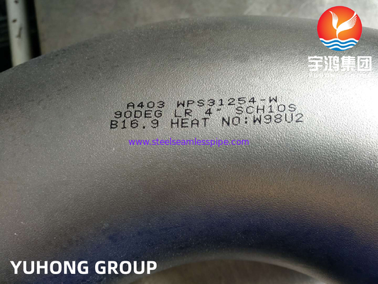 ASTM A403 WPS31254 / 254 SMO / 1.4547 ศอกซุปเปอร์สแตนเลสข้อศอกเชื่อม