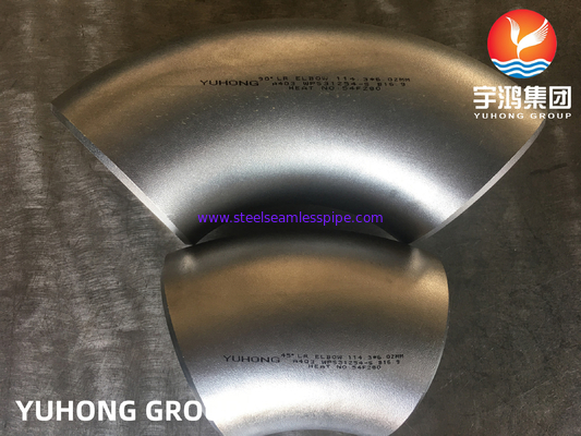 ASTM A403 WPS31254 / 254SMO ข้อศอกสแตนเลสแบบดูเพล็กซ์ 45 องศา LR Elbow