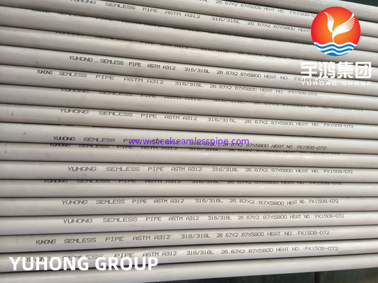 Tubos de Acero Inoxidable Sin Costura ASTM A312 TP304L TP316L การดองแบบอบอ่อน 100% UT ET