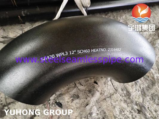 ASTM A420 WPL3 ข้อศอกเชื่อมชนรัศมียาวอุณหภูมิต่ำ เหล็กฟิตติ้ง