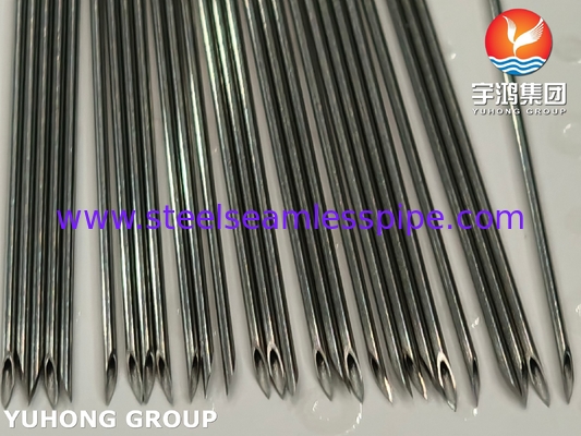 ISO9626 SUS304 SUS316L, ท่อเข็มเหล็กไร้ขัด, ปลายบีเวลล์, การใช้เข็มฉีดทางการแพทย์