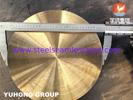 แผ่นดิสก์ทองเหลือง C46400 Naval Brass ตามมาตรฐาน ASTM B171 สำหรับส่วนประกอบของเครื่องแลกเปลี่ยนความร้อนในการเจาะแผ่นท่อ