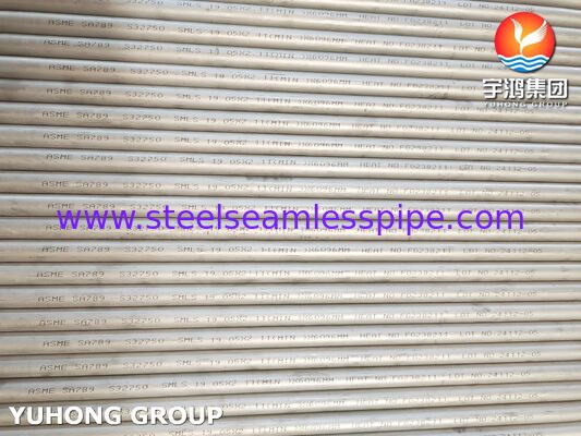 A789 S32750 กล่องแลกเปลี่ยนความร้อน Super Duplex, ไม่มีรอยและสารละลาย Annealed, Eddy ทดสอบกระแสไฟฟ้า / ทดสอบไฮโดรสแตติก