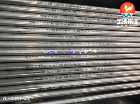 ASTM B622 C22 UNS N06022 ท่อเหล็กไม่มีรอยต่อ Hastelloy 25 * 2 * 6000mm
