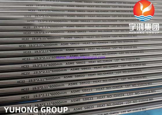 ASME SB622 UNS N06022, 2.4602, Hastelloy C22 ท่อสกัดไนเคิลไร้รอย, พื้นที่สว่าง