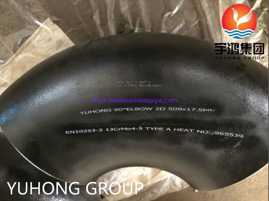 EN10253-2 13CRMO4-5 Type-A เหล็กกล้าคาร์บอน 90 องศาข้อศอกสีดำจิตรกรรมก้นเชื่อมท่อ