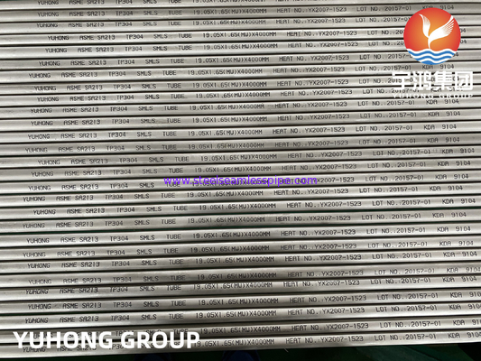 ASTM A213 A213M ASME SA213 TP304 SS ท่อแลกเปลี่ยนความร้อนแบบไม่มีรอยต่อความหนาของผนังขั้นต่ำ
